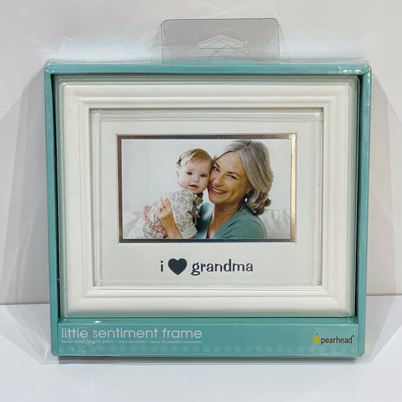 NEW Pearhead Sentiment Picture Frame I Love Grandma Metallic Silver Heart - Picture 2 of 6